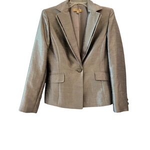Kasper Metallic Bronze Blazer Jacket Career Business Professional Women Size 8